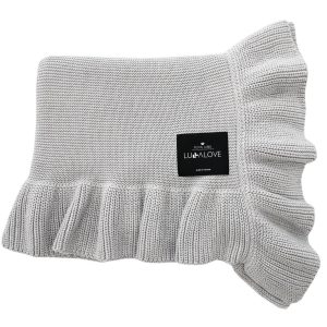 Coperta in Bambù con Volant a Maglia Classica – Grigio