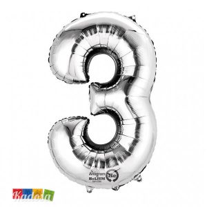 Palloncino Numero 3 Foil – Argento